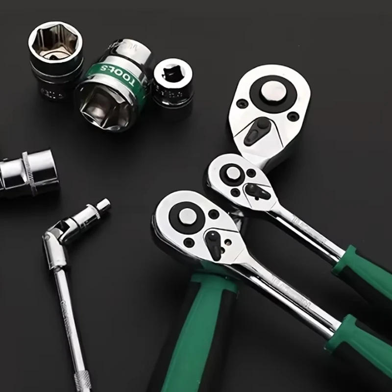 Description Picture 3 of itemDrive Socket Set 1/4"-3/8"-1/2",CR-V Metric and Imperial Sockets with Quick-Release Ratchet Wrench,pro model 72 teeth, Sockets