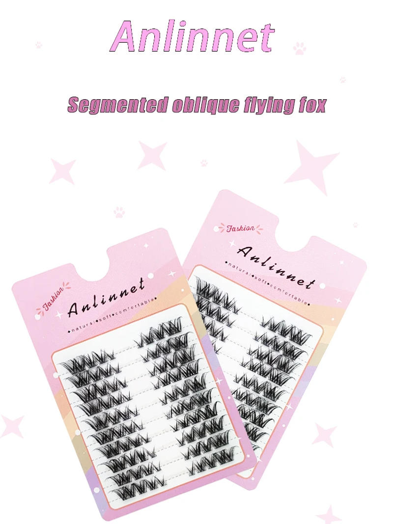 Description Picture 2 of itemMix 3D Fluffy Single Cluster Eyelash Extension Segmented Natural Mink Fox Eye Effect makeup Lashes Individual False eyelashes