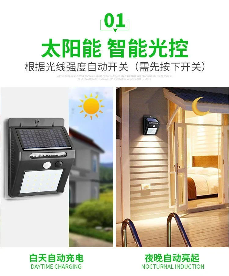 Description Picture 6 of itemSolar Outdoor Integrated Waterproof Courtyard LED Induction Light, New Solar Single-sided Light for Home Outdoor Garden