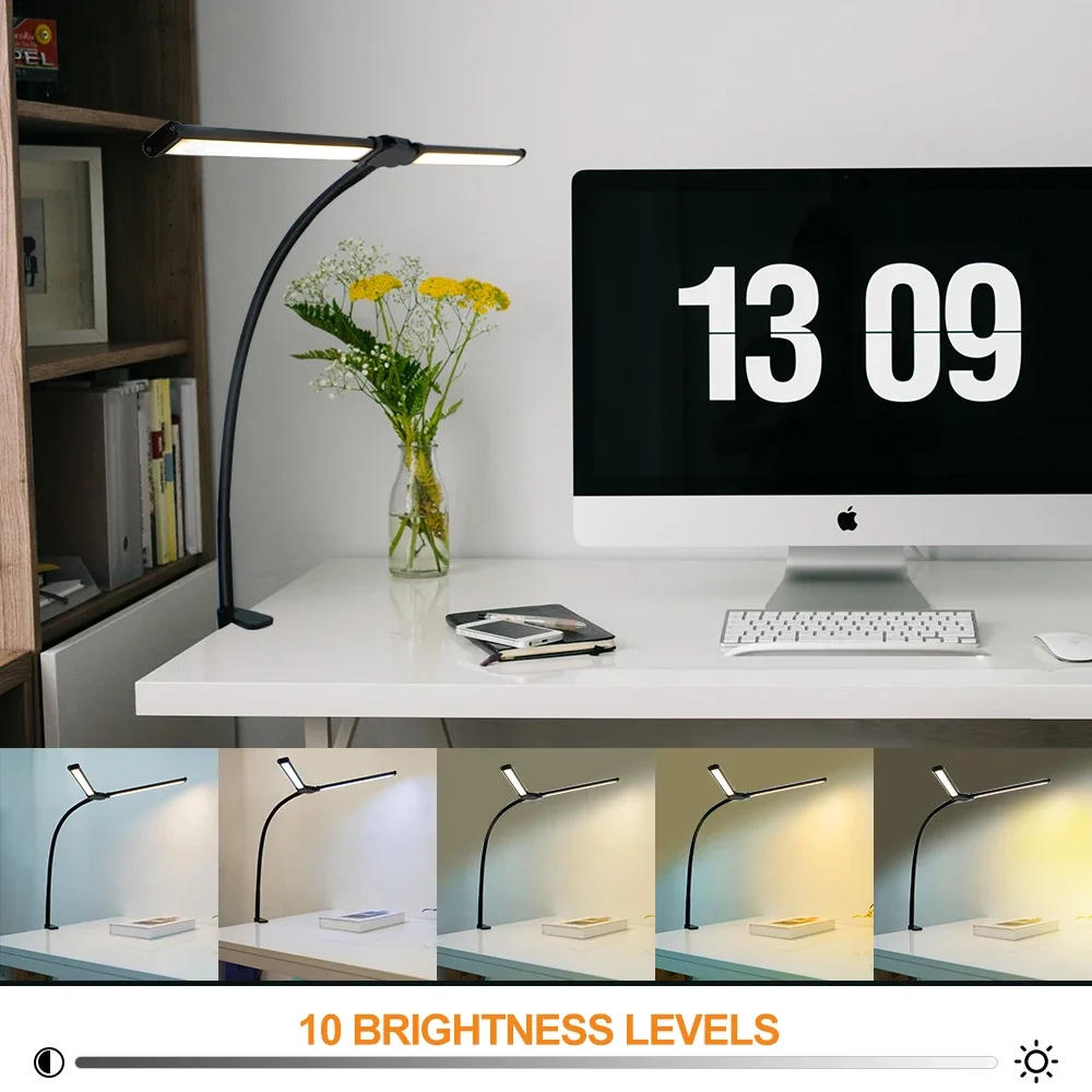 Description Picture 3 of itemLED Desk Lamp with Clamp Eye-Caring Dimmable Table Lamp for Office Reading Lighting Bar Monitor Lamps Double Head Desk Lights