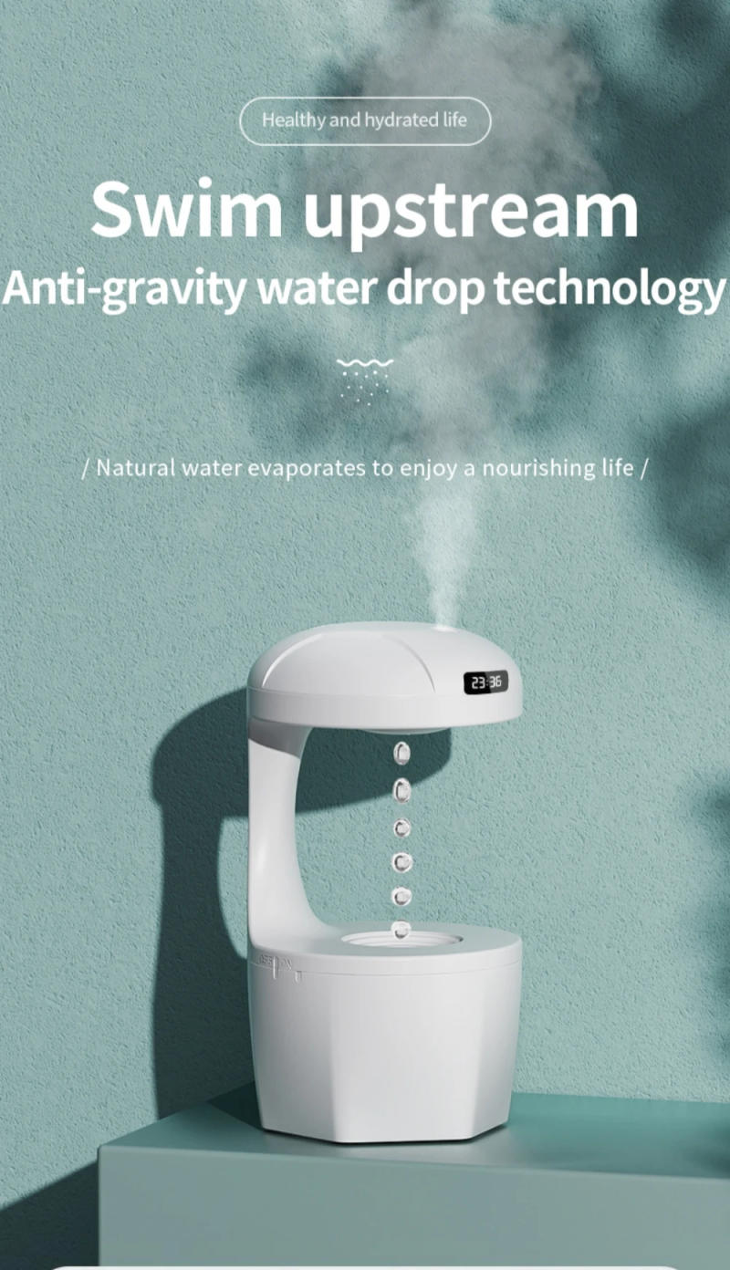 Description Picture 2 of item800ML Anti Gravity USB Air Humidifier Ultrasonic Air Purifier Levitating Water Drops Mist Maker Fogger Perfume LED Display Ligh