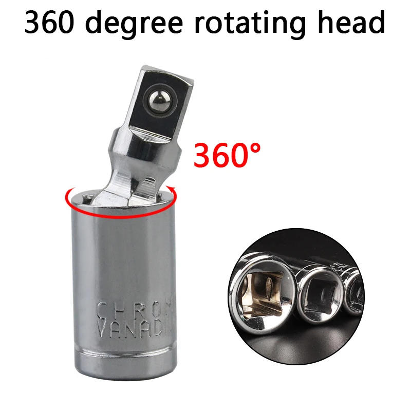 Description Picture 3 of item360 Degree Swivel Knuckle Joint Air Impact Wobble Socket Adapter Hand Tool 1/4" 3/8" 1/2" Electric Wrench Socket Universal Joint