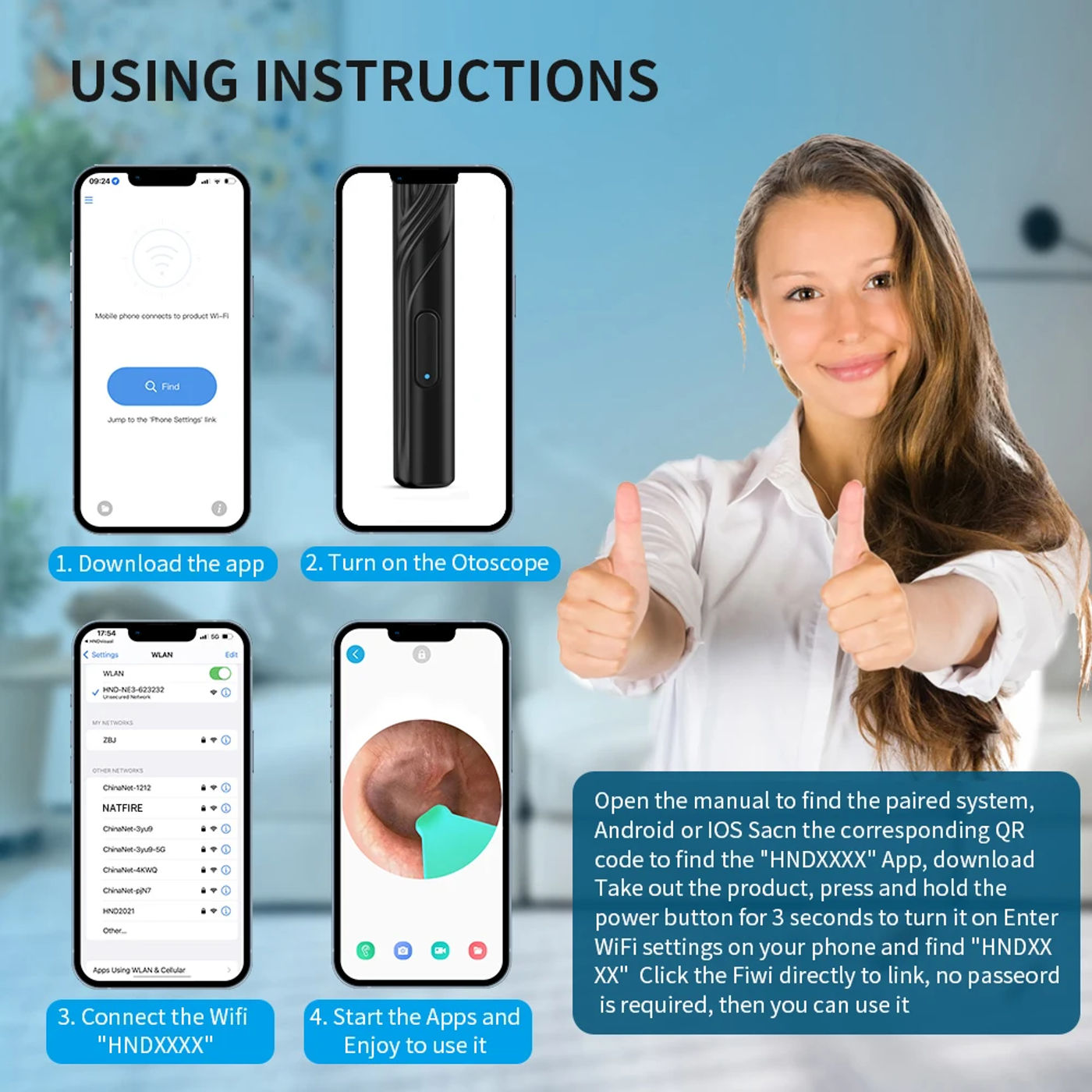 Description Picture 3 of itemEarwax Remover Cleaning Tool Ear Endoscope with Mini Camera USB C Charging Earpick Health Care Set for iPhone Android Best Gift