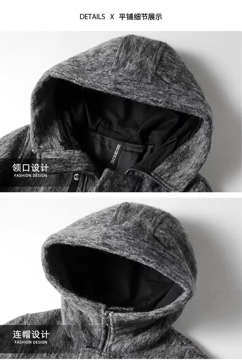 Description Picture 6 of itemBATMO new arrival winter high quality wool hooded trench coat men,men's wool casual overcoat,plus-size M-3XL 56Y048