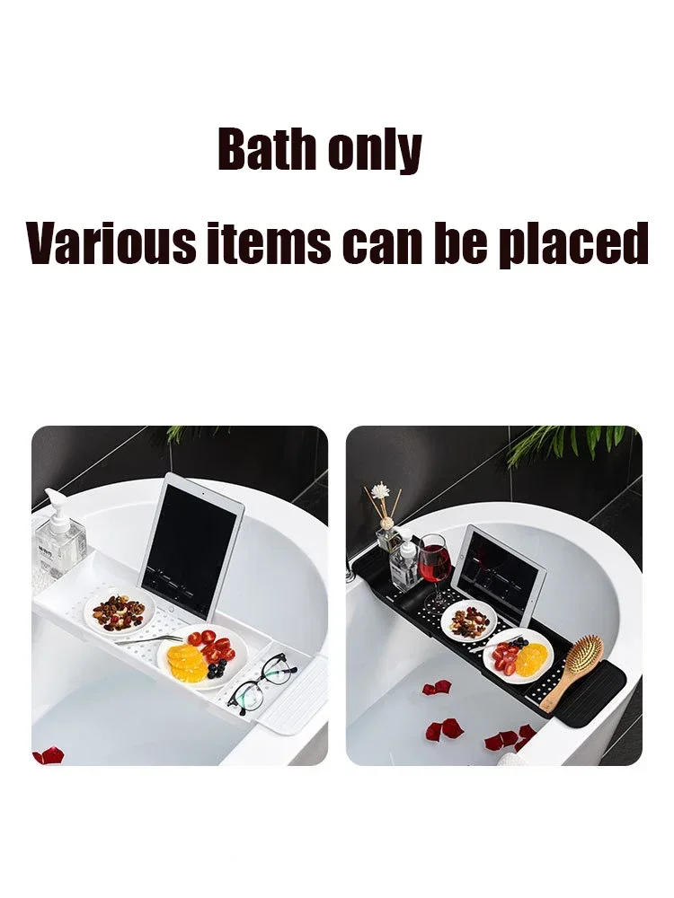 Description Picture 3 of itemBathtub Shelf Extendable Bathroom Bathtub Tray Shower Caddy Bamboo Bath Tub Rack Towel Book Holder Storage Organizer Accessories