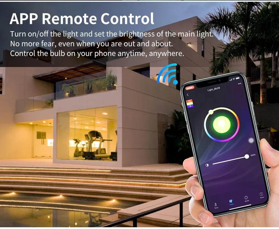 Description Picture 5 of item1/2/3PCS WiFi Smart Light Bulbs E27 12W Dimmable Timer Function LED Light Bulb DoHome Voice Control Support Alexa Google Home