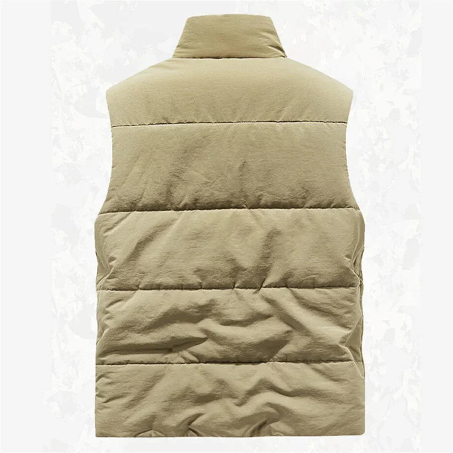 Description Picture 4 of itemNew Fashion Men Cargo Vest Winter Thick Fleece Warm Sleeveless Sport Jacket Solid Color Tactical Coat Men Pockets Work Waistcoat