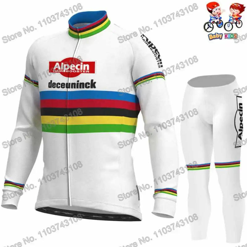 Description Picture 4 of itemKids Alpecin Deceuninck 2024 Cycling Clothing Winter Cycling Jersey Set World Champion Autumn Road Bike Shirt MTB Thermal Jacket