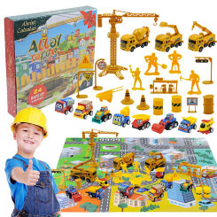 24Days Christmas Advent Calendar Car Toys Engineering Fire Truck Car Map Carpet Toys Countdown Calendar XMAS Gift Box for Kids