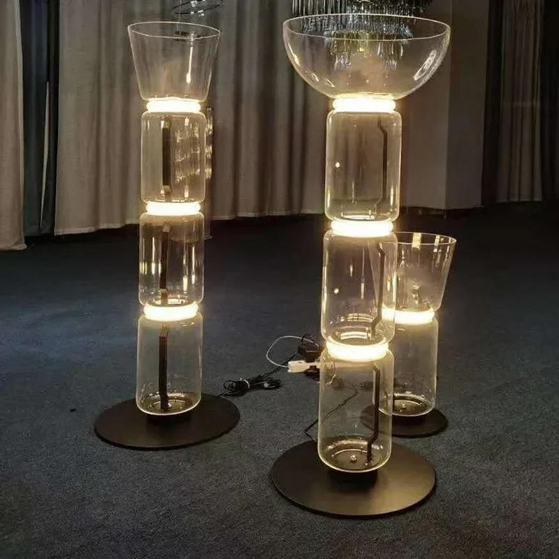 Description Picture 6 of itemItalian Classic Cylindrical Glass LED Floor Lamp Table Light Stand Lighting for Living Room Hall