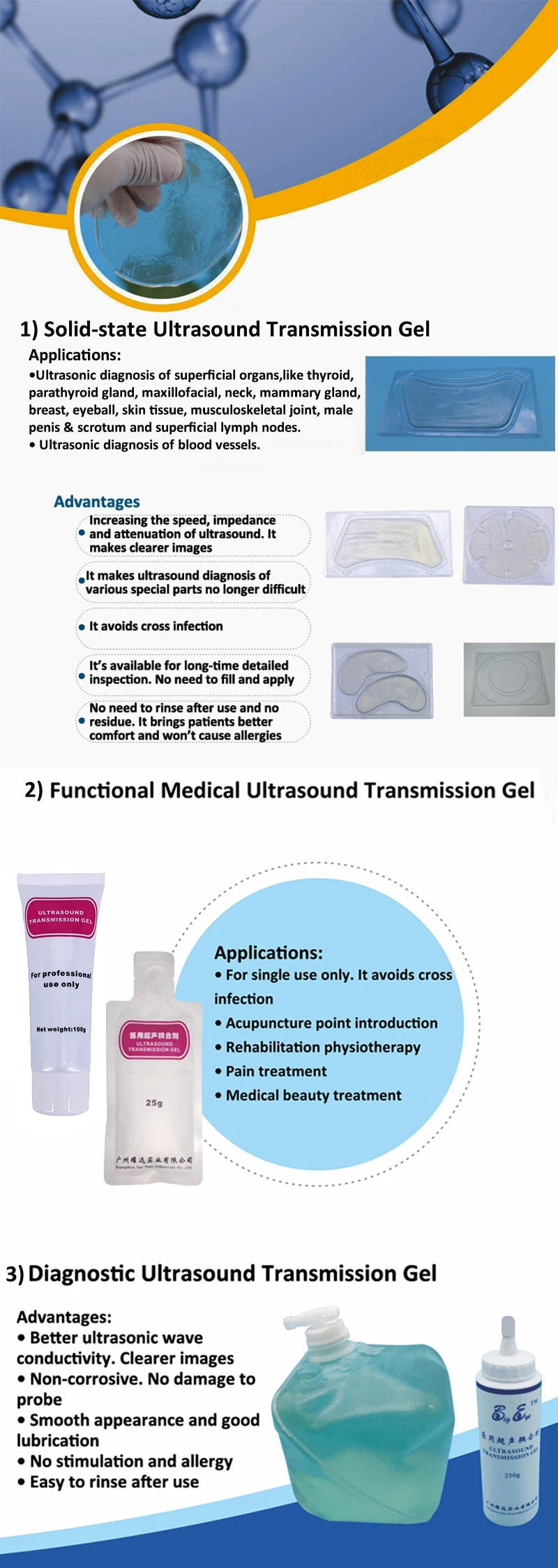 Description Picture 2 of itemCouplant Gel Professional Ultrasonic Medical Coupling Agent Fetal Heart Rate Pregnancy B-Ultrasound Fetal Doppler Tool Accessory