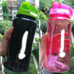 8 Color 2L Oversized Straw Water Bottle 2000ml Portable Space bottle Sports Herba Nutrition Custom Shaker Bottle
