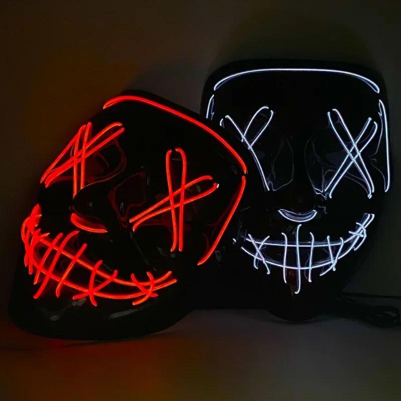 Description Picture 6 of itemScary Glowing Mask LED Luminous Purge Mask Halloween Horror Neon Light Up Cosplay Party Mask Fstival Costume Supplies