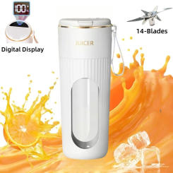 2024 New Rechargeable Portable Juicer Cup 14-blades Fast Mixing Digital Design 2400mAh Capacity Indoor and Outdoor Juice Machine