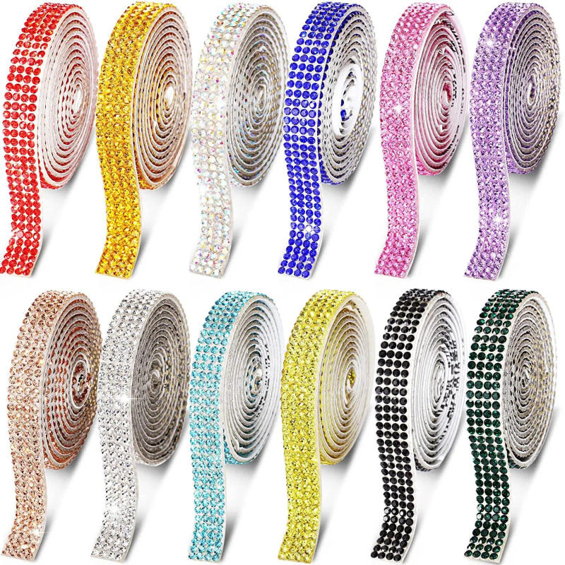 Description Picture 4 of itemSelf Adhesive Crystal Rhinestone Sticker Diamond Ribbon DIY Sticker Rhinestones Arts Crafts Car Phone Decoration Dropshipping
