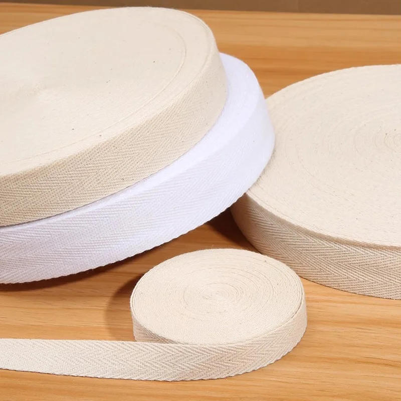 Description Picture 4 of itemCotton Woven Tape With Herringbone Pattern Edging Strip 10-60mm White Beige Twill Binding Ribbon Webbing Tape Sewing Supplies