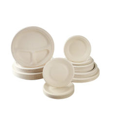 30 Pack Disposable Paper Plates Biodegradabl Bagasse Natural Brown 6 7 8 9 inches Heavy-Duty Dinner Plates Eco-Friendly