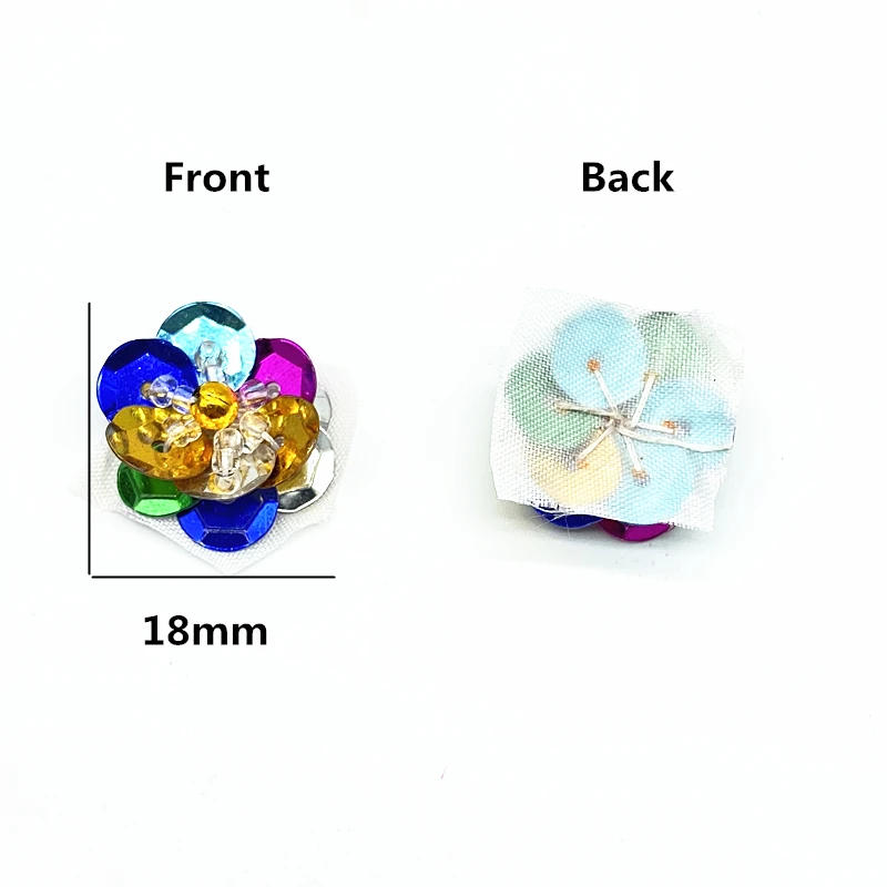 Description Picture 2 of item10pcs 18mm Sequin Flowers Handmade Sewing Flat Back Patches DIY Wedding Crafts Shoes Bags Garment Accessory Matte #RoLi