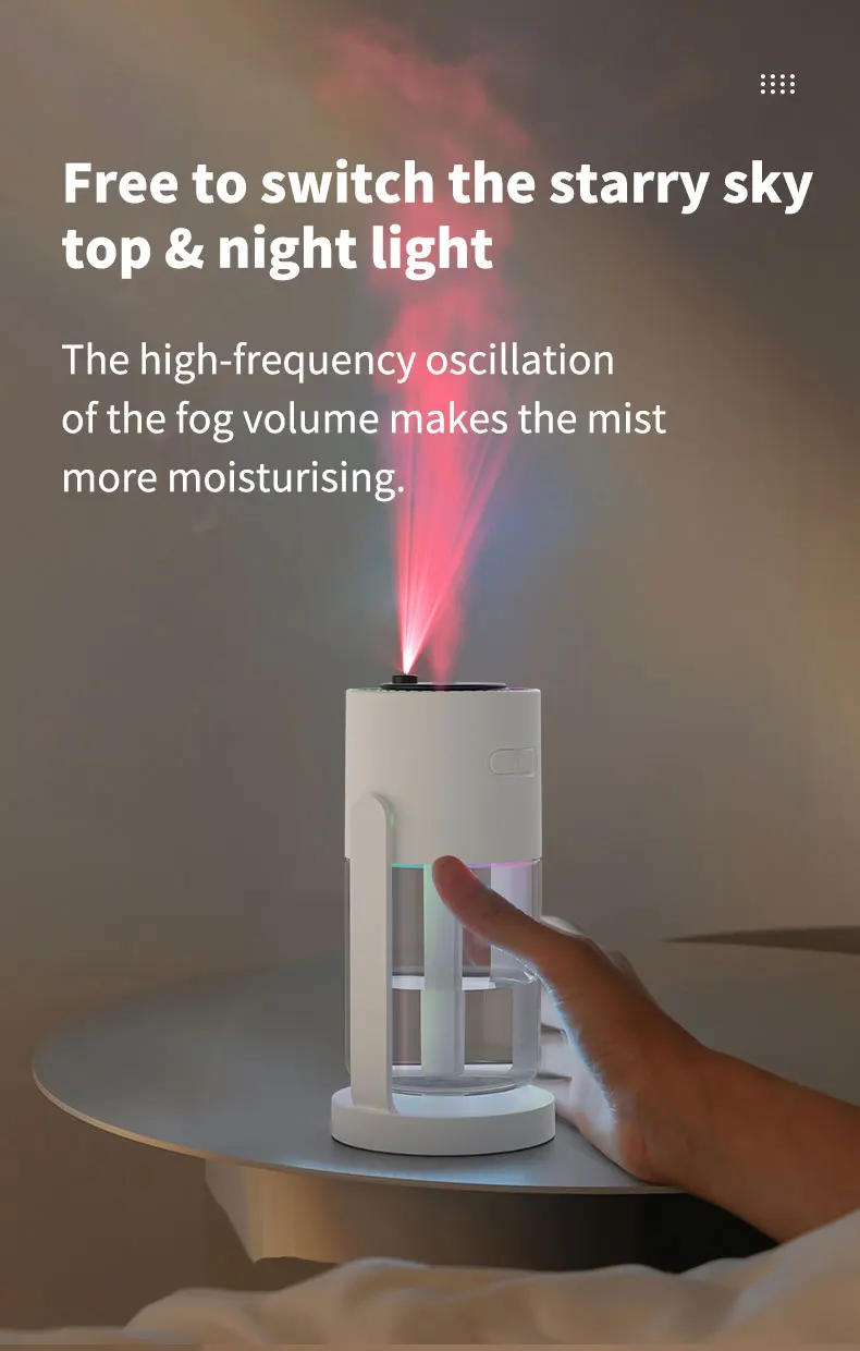 Description Picture 5 of item2024 New Projection Starry Sky Top Portable Humidifier, Creative Shaking Head with Color Environmental Light Humidifier