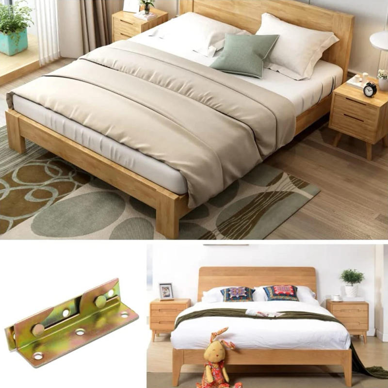 Description Picture 3 of item4 Sets Bed Rail Bracket Non-Mortise Bed Furniture Hinge Fixing Connector Bed Rail Bracket Home Improvement Building Hardware