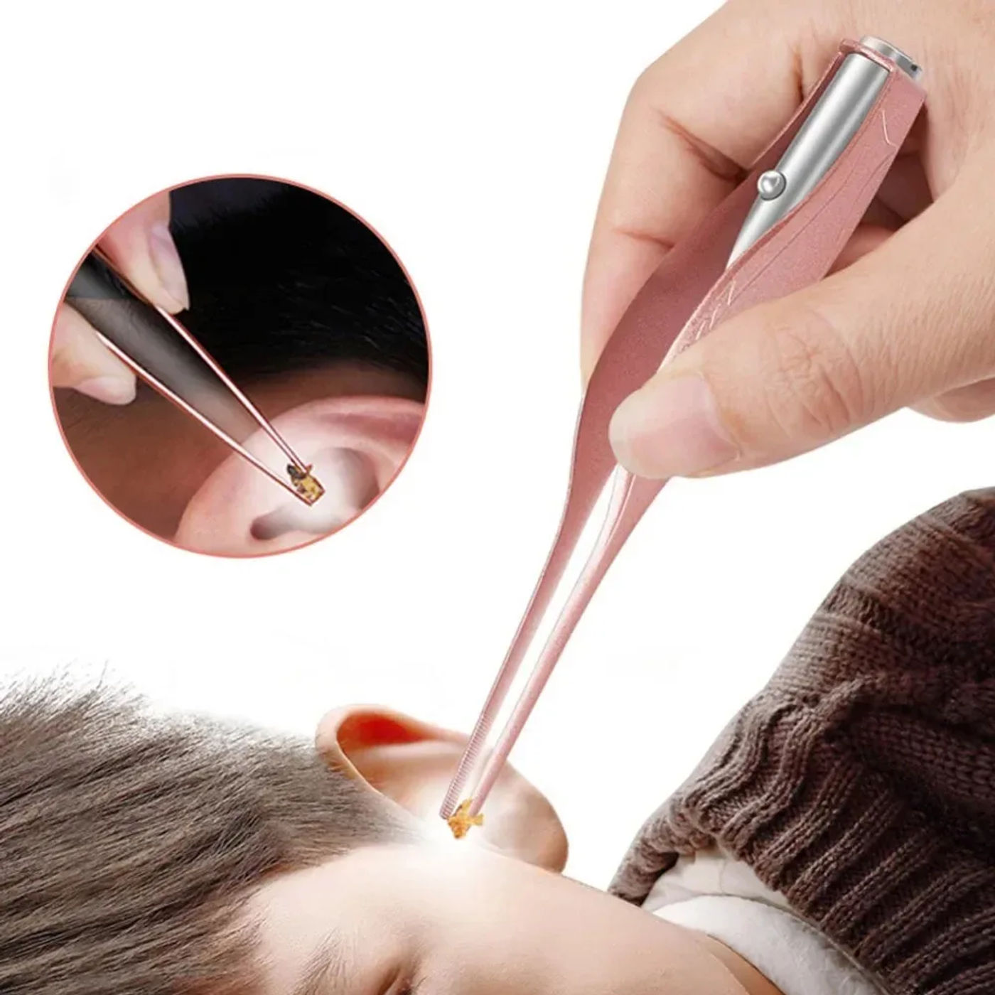 Description Picture 3 of item1pc Universal Earpick Earwax Removal Tools with Flashlight Earwax Cleaner Tweezers Household Visible Ear Wax Clean Care Tool