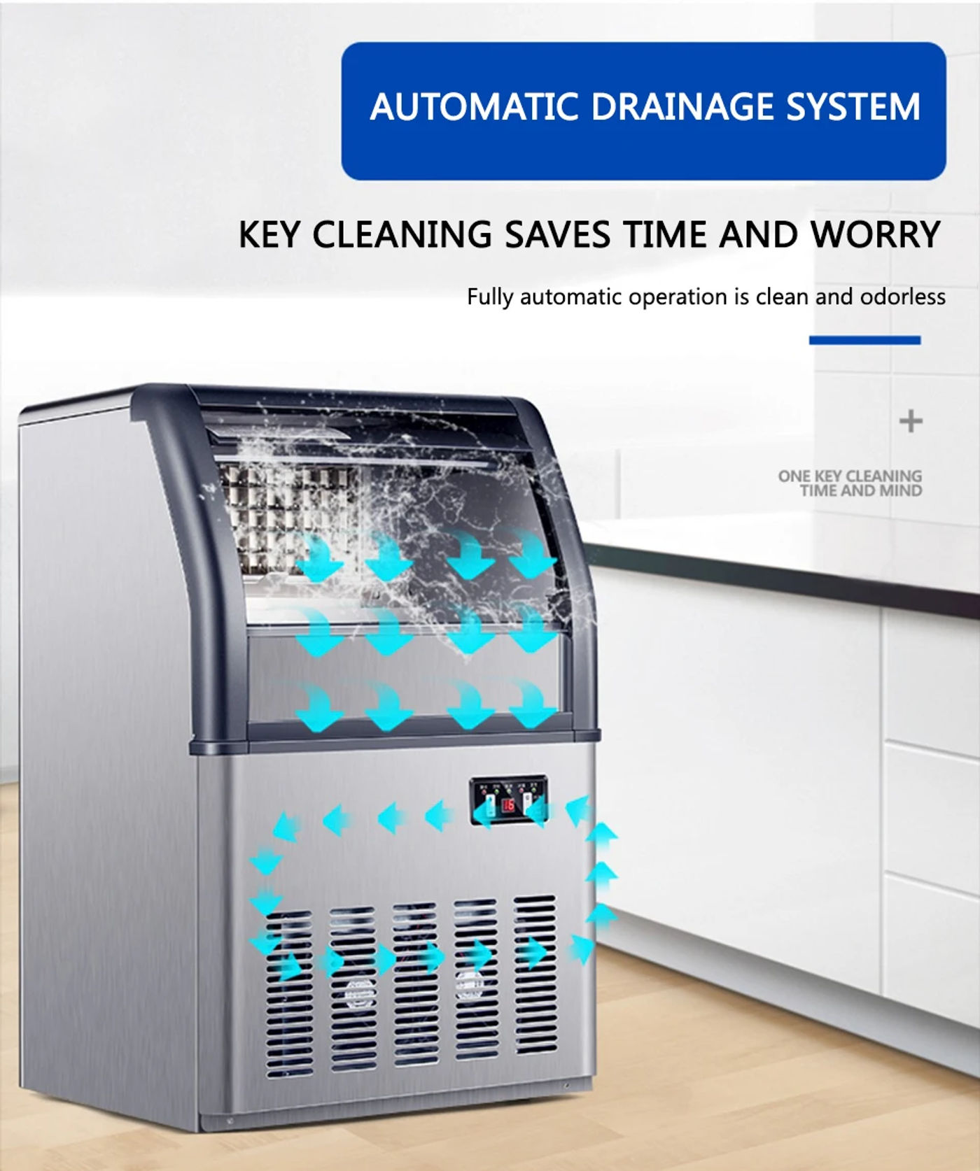 Description Picture 6 of itemXEOLEO Automatic Ice Maker 15kg Storage Ice Making Machine Ice Maker Automatic Add Water 44 Pcs/18 Min For Lab/Coffee Shop