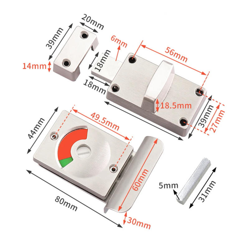 Description Picture 4 of itemIndicator Bolt Indicator Door Lock Wide Application 1 Set Aluminum Alloy Comfortable Handle Convenient To Open The Door