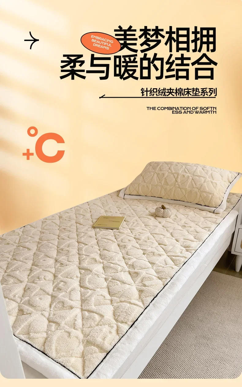 Description Picture 2 of itemWinter Soft Milk Velvet Warm Mattress Topper Home Dormitory Single Double Bed Sheet Thicken Floor Tatami Mat Bedspread Bed Cover