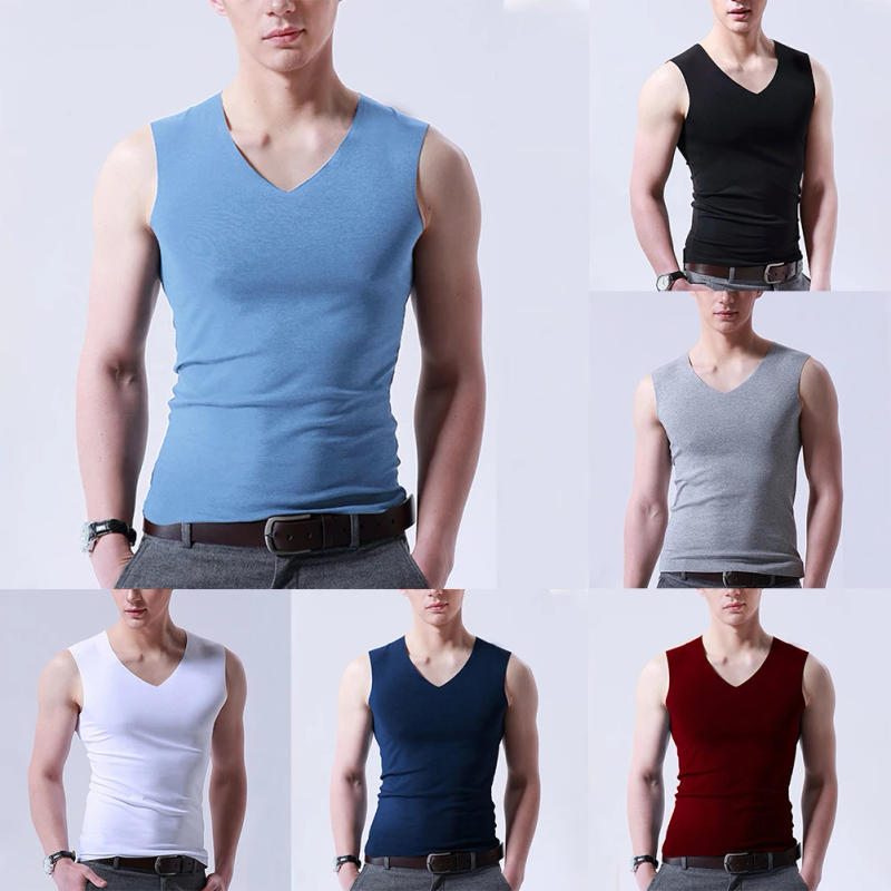 Description Picture 3 of item2023 Brand New Tank Male Personalized Sleepwear Sleeveless Soft T-Shirt Tank Top Undershirt Underwear V-Neck Vest