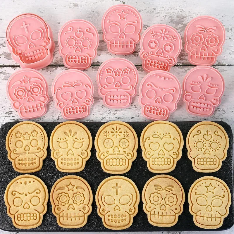 Description Picture 4 of item10Pcs/Set Halloween Skull Cookie Molds Fondant Dessert Biscuit Embossing Stamp Cutting Mold Party Baking Cake Decoration Tools