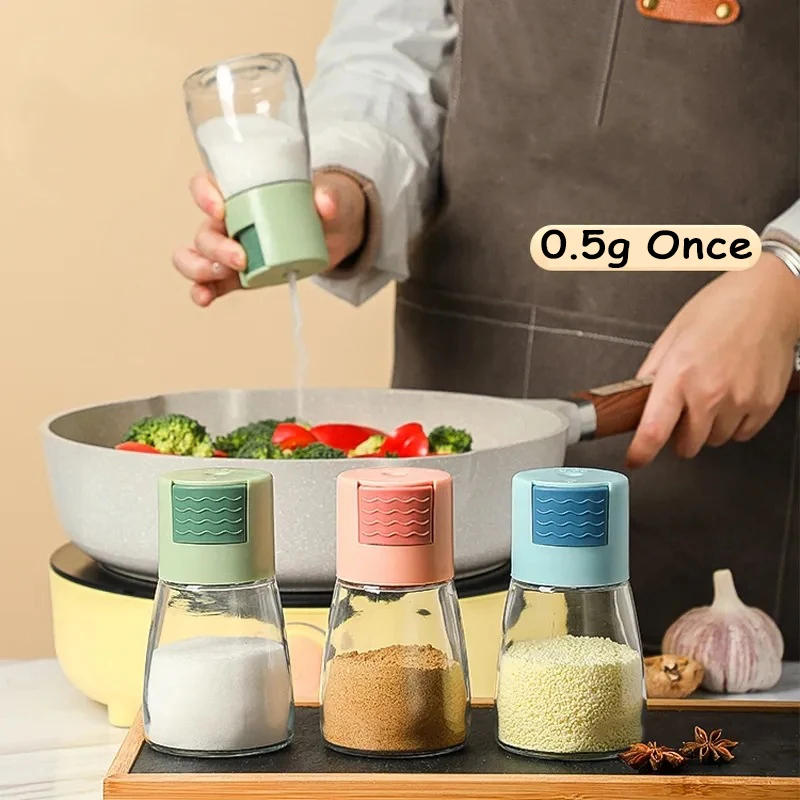 Description Picture 2 of item0.5g Metering Salt Shaker Push Type Salt Dispenser Salt Tank Sugar Bottle Spice Pepper Salt Shake Spice Jar Can Seasoning Bottle