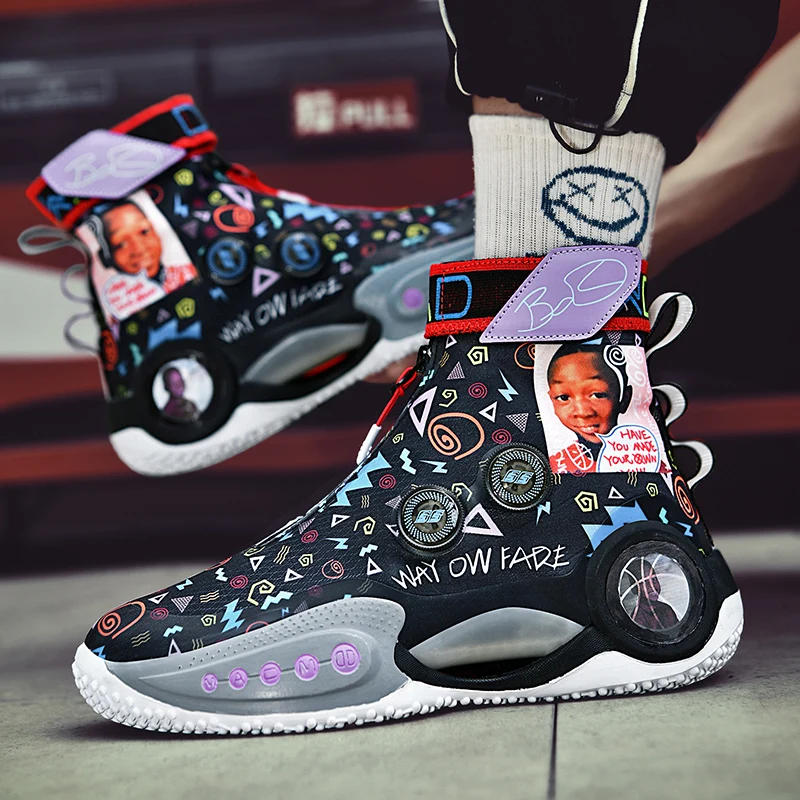 Description Picture 5 of itemHigh-top Men Basketball Shoes Kids Women Breathable High Street Basket Shoes Brand Design Sneakers Original Walking Sports Shoes