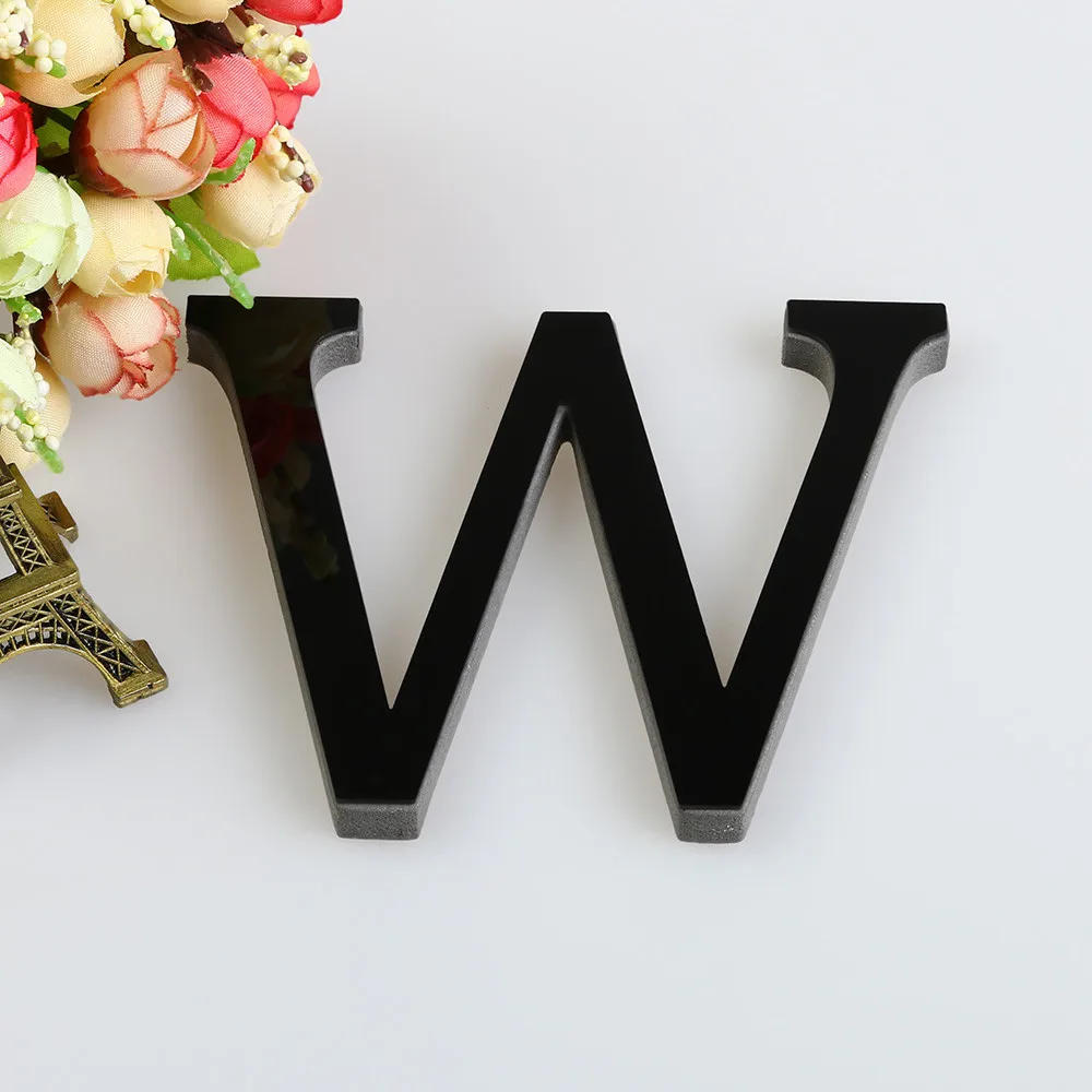 Description Picture 2 of item26 Letters DIY 3D Mirror Acrylic Wall Sticker Ornaments Black English Alphabet Decals Home Decor Wall Art Mural Party Decoration