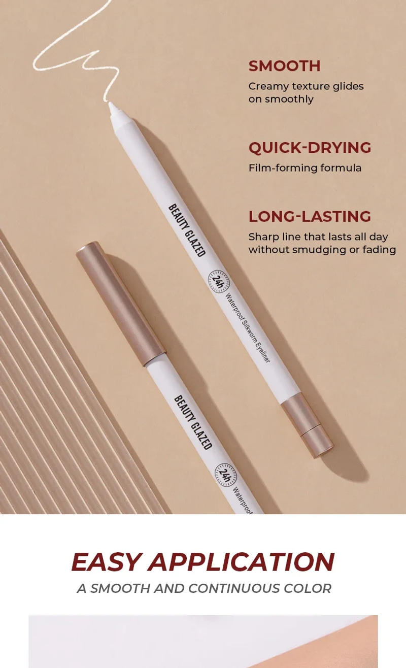 Description Picture 4 of itemBEAUTY GLAZED Lasting Soft Gel Waterproof Highlighter Gel Pen White eyeliner Lying Silkworm Pen Eyes Makeup