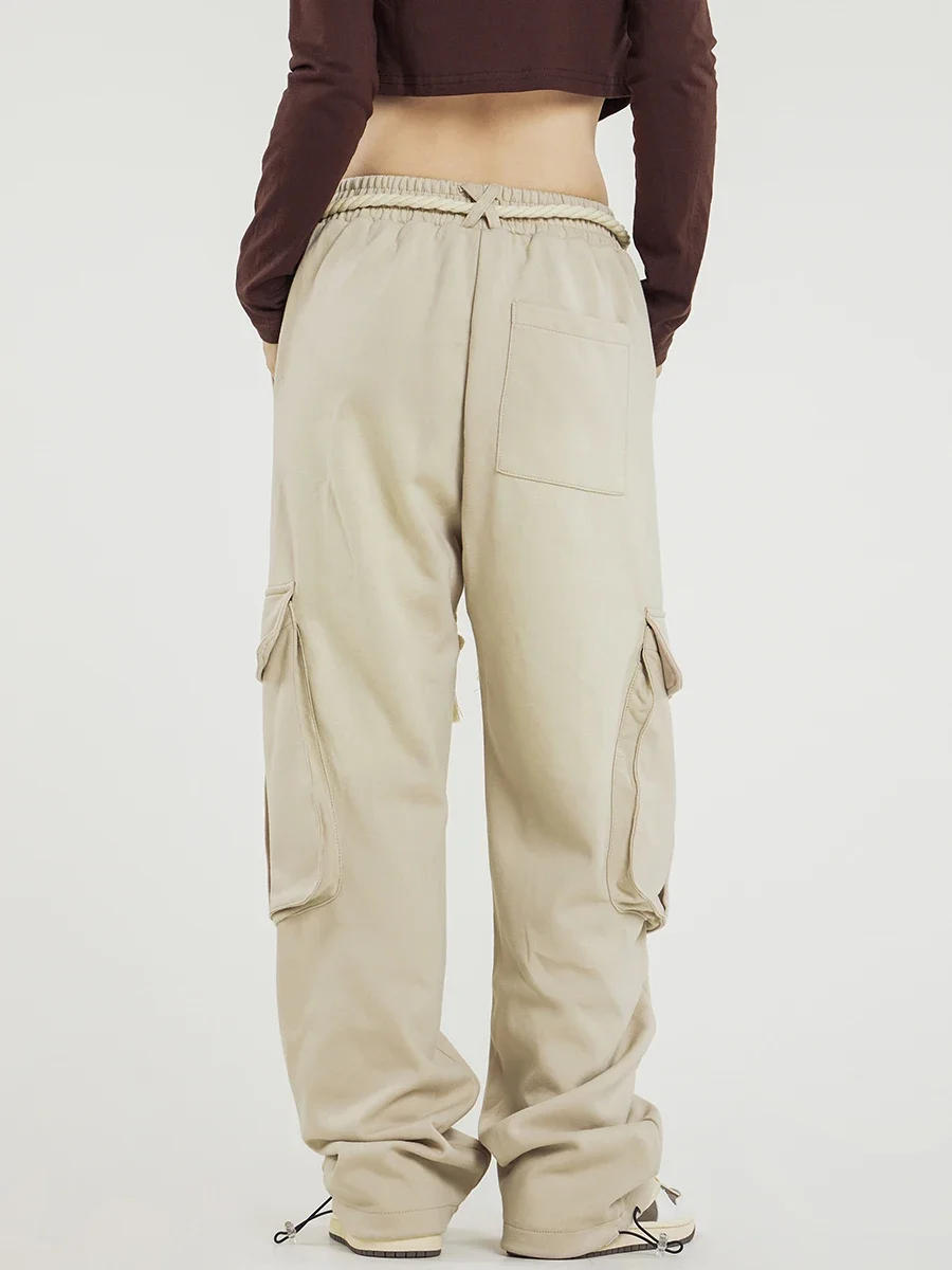 Description Picture 6 of itemAmerican-Style Drawstring Wide-Leg Trousers Washed Side Pocket Overalls Men's and Women's Casual Straight Pants Trendy Fashion