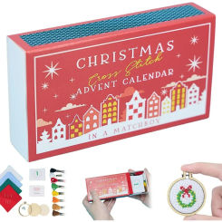 Christmas Cross Stitch Advent Calendar, Christmas Countdown Embroidery Kit, Christmas Cross Stitch Patterns for Beginners Lovers