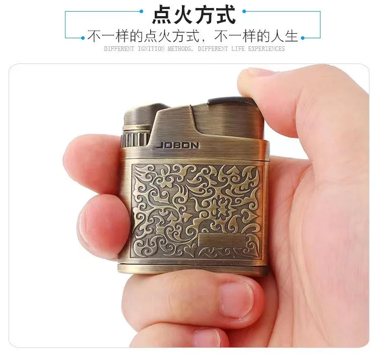 Description Picture 2 of itemJOBON Original Embossed Butane Gas Lighter Jet Metal Windproof Flashlight Cigarette Lighter Retro Smoking Accessories Men's Gift