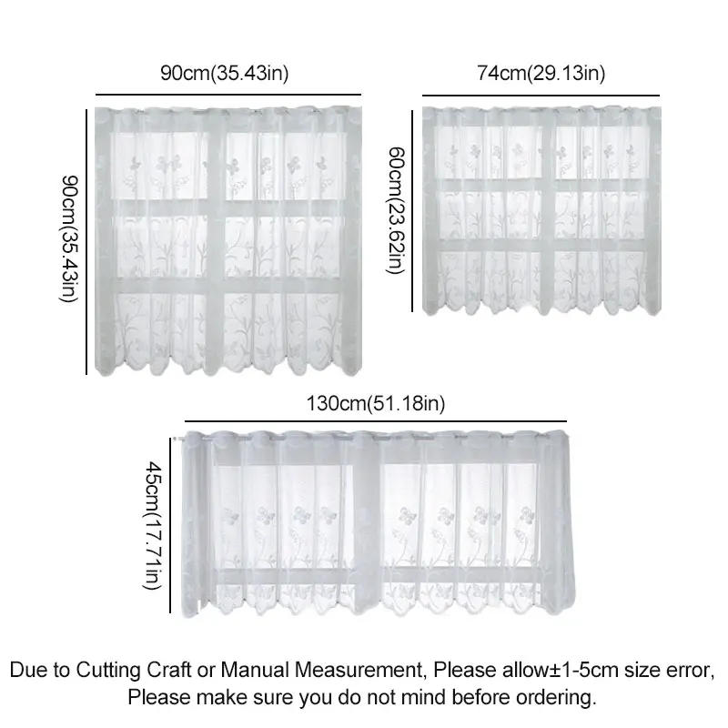 Description Picture 5 of itemWhite Tulle Window Drape Modern Window Curtain Valance Short Half Curtains for Cabinet Door Bedroom Room Decor Cortinas Cortas
