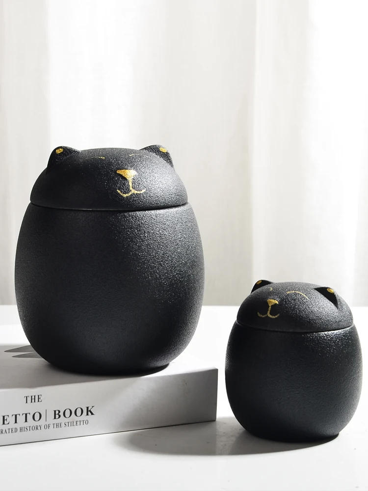 Description Picture 5 of itemCat Memorial Cat Appearance  Ceramics Large Urn for Ashes for Human Multiple Colors Cremation Urns for Human Ashes