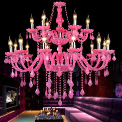 Modern Hot Pink Crystal Chandelier Lustre Crystal Chandelier 6L/8L/18L Arms Optional Lustres De Cristal Chandelier With Lamps