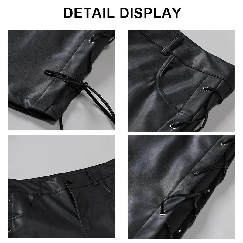 Description Picture 3 of itemTrendy, Casual, Handsome, Personalized, Fashionable, Solid Color, Versatile Casual Men's Leather Pants