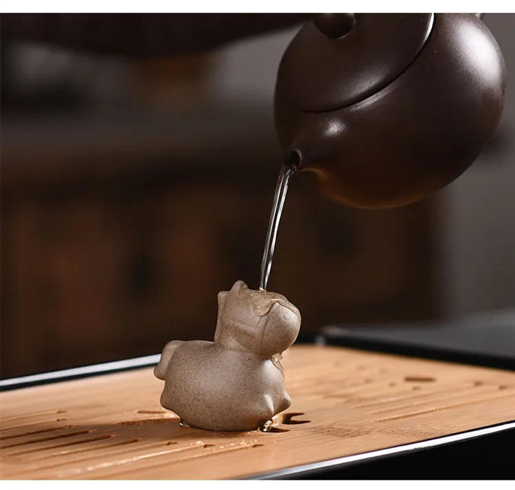 Description Picture 5 of item1Pc Crude Pottery Zodiac Tea Pet Ornaments Boutique Cute Mini Tea Figurine Pottery Tea Set Decoration Tea Table Accessories