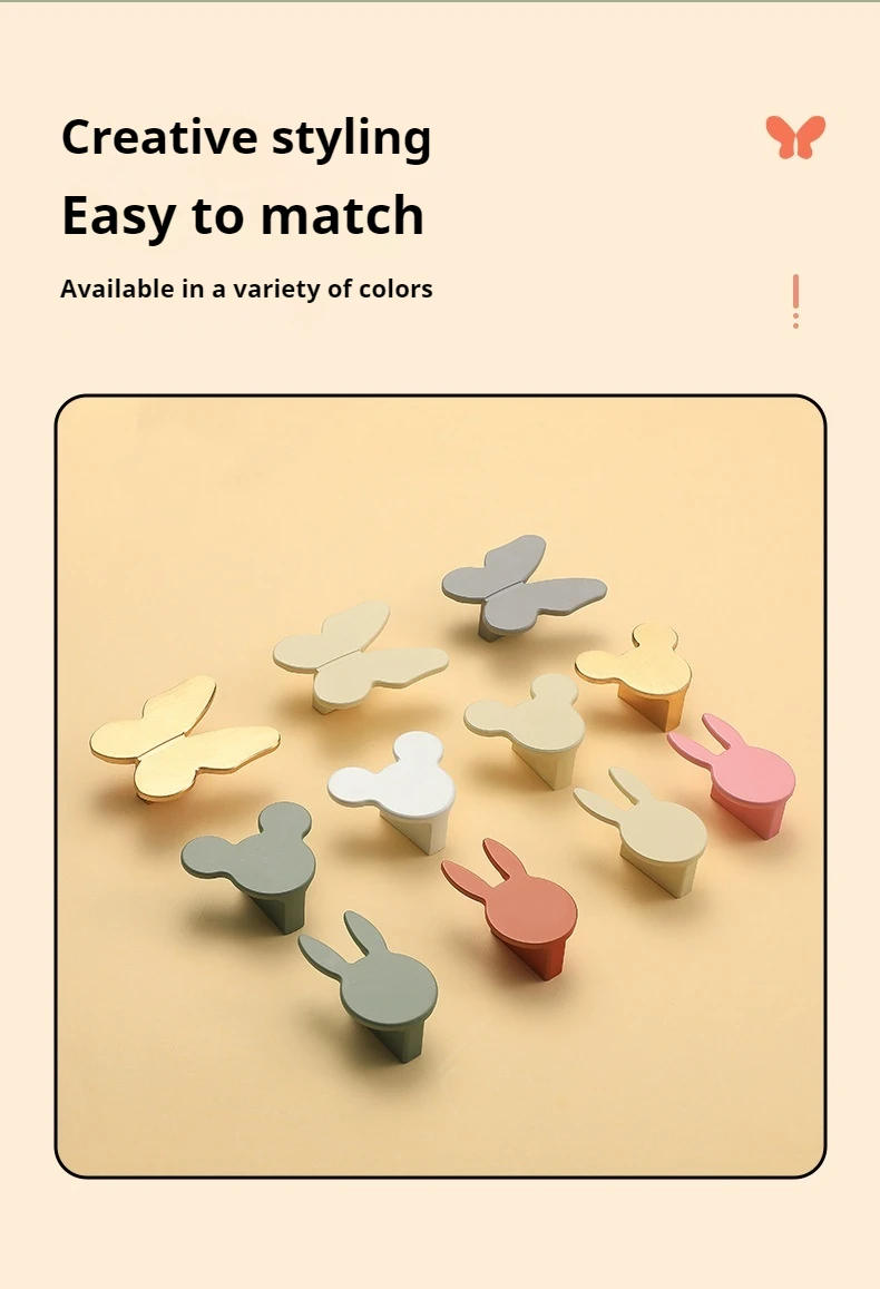 Description Picture 3 of itemSimple and Creative Color Cute Animal Cartoon Children's Room Handle Aluminum Alloy Small Handle Cabinet Wardrobe Door Handle