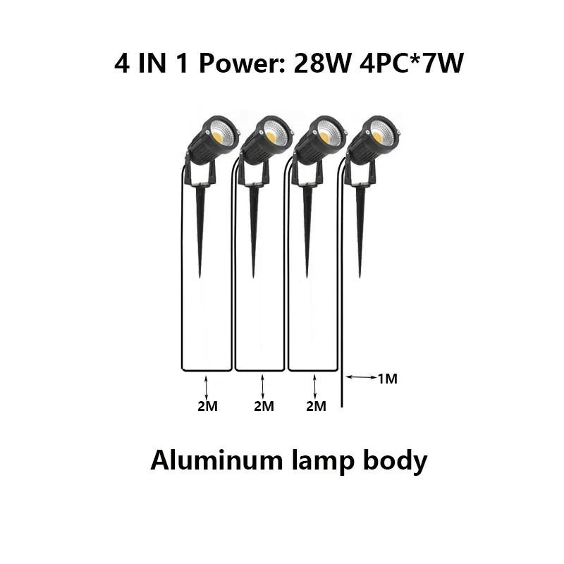 Description Picture 5 of item2 Meter Wire Garden Lights Waterprof  LED Lawn Lamp 2-4-6-8 IN 1 14W42W56W Landscape Decoration Spike Spotlights DC24VAC110V220V