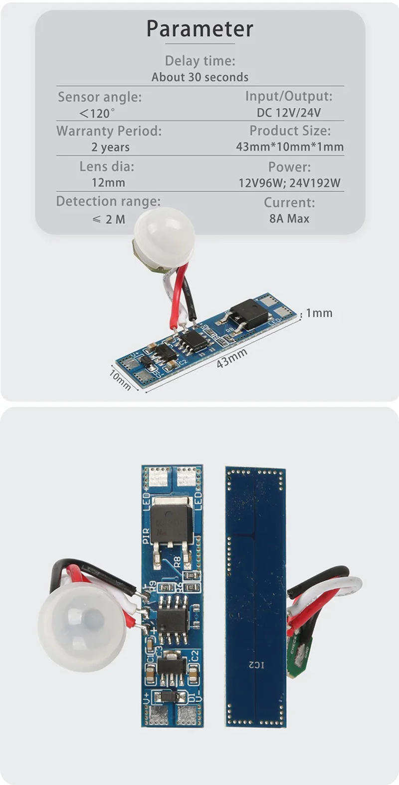 Description Picture 5 of item8A Micro LED Strip Control Sensor PIR Infrared Human Detector For LED Strip Lighting