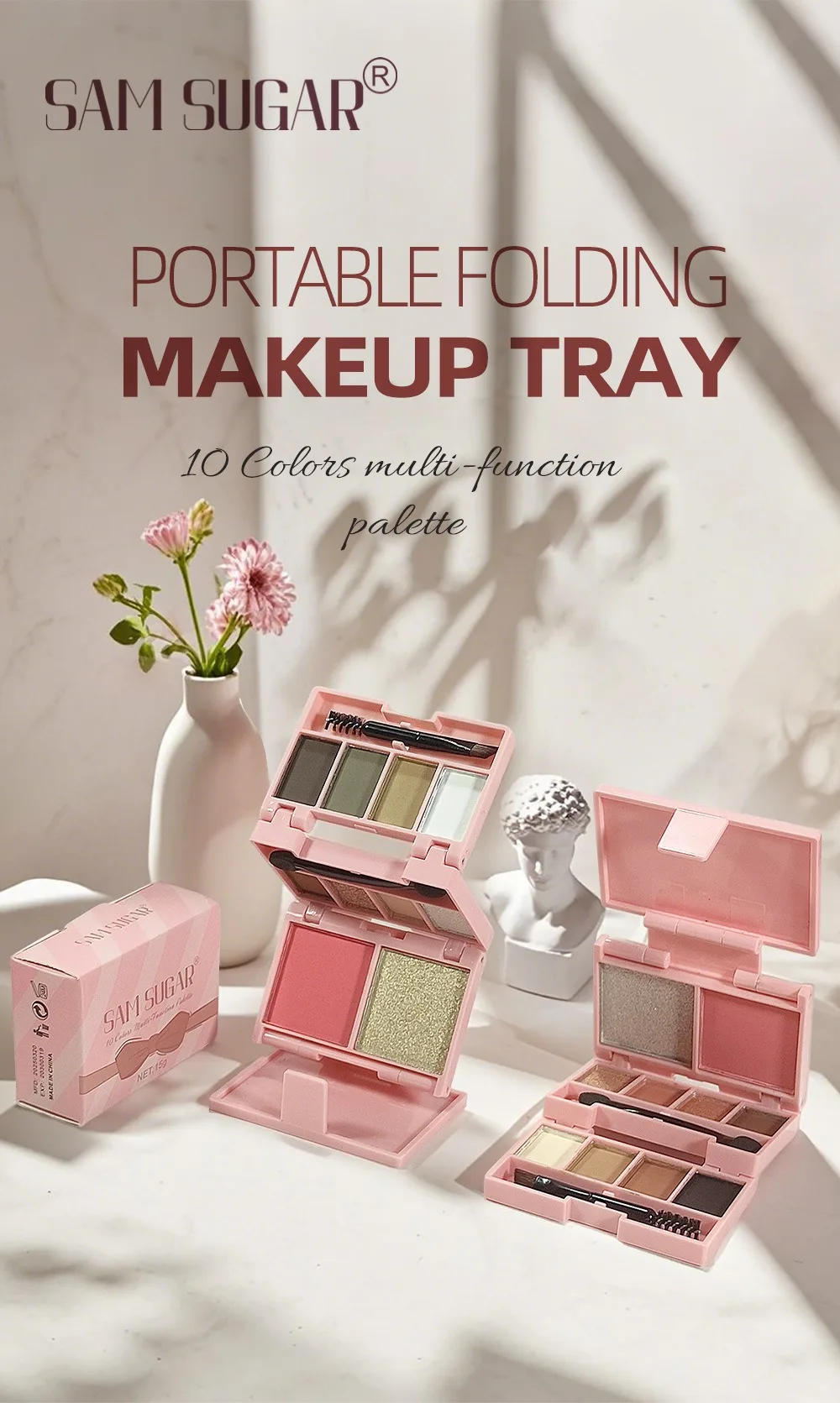 Description Picture 4 of itemMakeup Comprehensive Palette Mini Portable Folding Eye Shadow Face Highlight Contour Bronzer Blush Brow Powder Combination Tray
