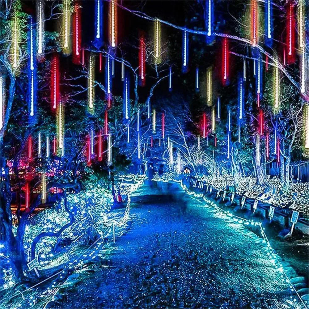 Description Picture 6 of item8/16/24/32Tube EU/US Plug Fairy Garland Light Garden Decor LED Wedding Meteor Shower Holiday Light String Christmas Decoration