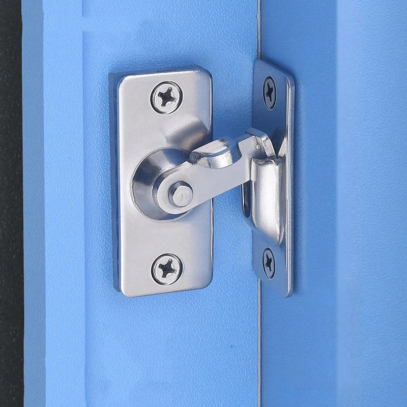 Description Picture 5 of item1Pc 90 Degree Solid Door Latch Bolt 304 Stainless Steel Lock Sliding Right Angle Buckle Black Windoo Latches Plug Small