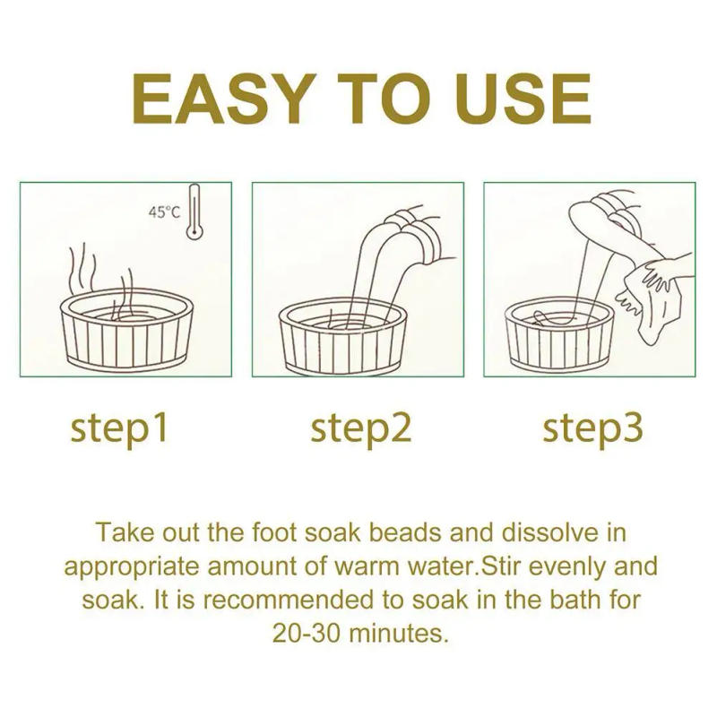 Description Picture 3 of itemNatural Bee Lymphatic Drainage Foot Soak Gel Beads To Remove Odor Improve Skin Detoxification Bath Powder Detox Slimming