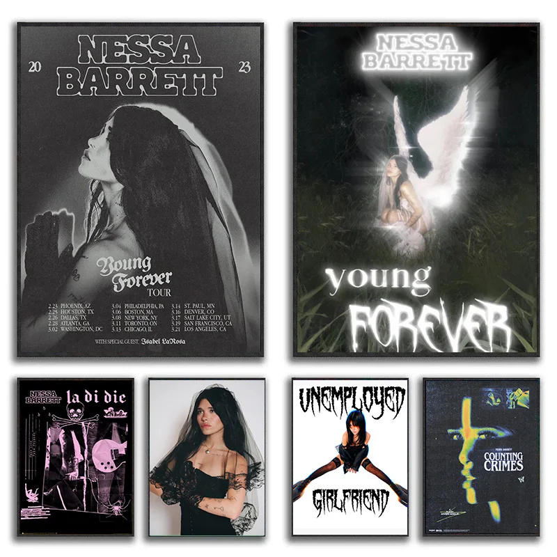 Description Picture 4 of itemNessa Barrett Singer Young Forever Tour 2023 Poster Canvas Painting Retro Music Wall Art Pictures Room Home Decor Fans Gift